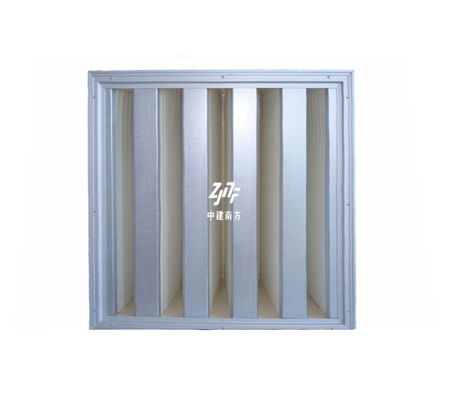 Thép kẽm khung V ngân hàng bộ lọc HEPA, 0.3um HEPA bộ lọc không khí gấp H13 dung lượng bụi cao