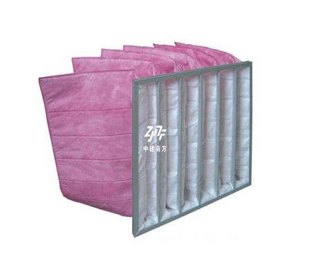 Bộ lọc không khí công nghiệp tùy chỉnh 6 túi lọc không khí có kháng cự thấp Sợi tổng hợp trung bình Bộ lọc không khí tùy chỉnh 6 túi hệ thống HVAC